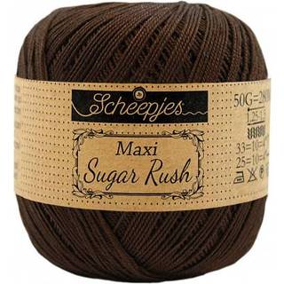 Scheepjes Maxi Sugar Rush 162 Black Coffee Indhold: 100% Bomuld Vægt/længde: 50 gram = ca. 280 meter Anbefalede pinde: 1.25 - 1.50 mm Strikkefasthed: 10 x 10 cm = 25m x 33p Maskinvask, 60°C / Tørres fladt.