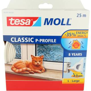 Tesa Tætningsliste, P-liste EPDM hvid, 9 mm, 25 m