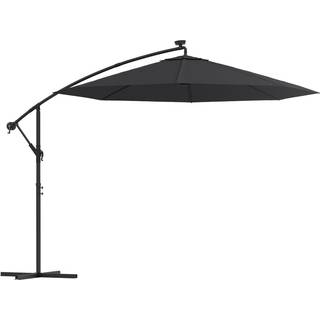 Hængeparasol M. Led-Lys Og Stålstang Vin - Sort / 300 cm