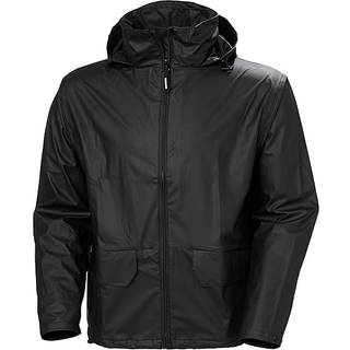Helly hansen workwear voss regnjakke sort med hætte i kraven