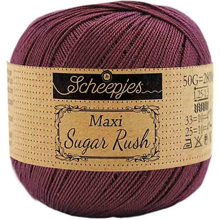 Scheepjes Maxi Sugar Rush 394 Shadow Purple Indhold: 100% Bomuld Vægt/længde: 50 gram = ca. 280 meter Anbefalede pinde: 1.25 - 1.50 mm Strikkefasthed: 10 x 10 cm = 25m x 33p Maskinvask, 60°C / Tørres fladt.