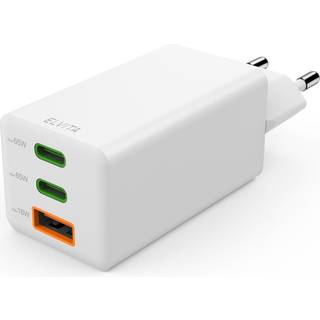 Elvita E126264 Mini-Charger GaN, 2 USB-C, 1 USB-A, 65W, white Adapter