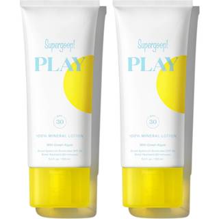Supergoop! PLAY 100% Mineral Lotion - 3,4 fl oz Pakke med 2 - Bredspektret SPF 30 solcreme til ansigt og krop - Letv?gts hurtigtabsorberende vand