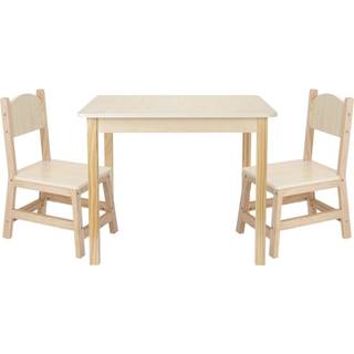 Børnebord og 2 stole – naturfarvet træ