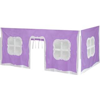 Max & Lily Underbed Curtain til lav køjeseng/lav loftseng lege gardin til børn bomuldsgardin til bundkøjer 2 panel gardin sæt lilla/hvid