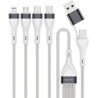4Smarts Multi-opladningskabel USB-C/A til USB-C/Lightning/micro USB, 25 cm - Hvid
