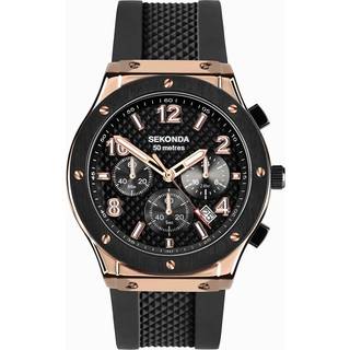 Sekonda 30257 Rose Tone Black Silicone Strap Watch - W31412