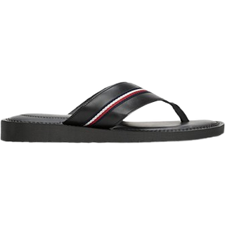 Tommy Hilfiger Leather Flip Flops Black