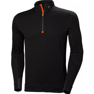 Helly hansen workwear lifa merino undertrøje m halfzip langærmet med høj hals sort