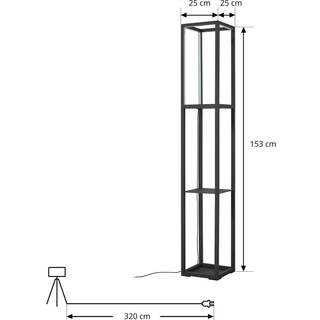 LED gulvlampe Birta Lindby, dæmpbar, Sort, Stue/spisestue, Metal, Moderne