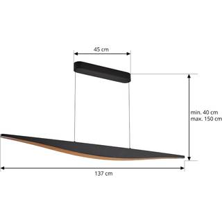 Hængelampe Clavit Lucande, dæmpbar, Sort, Stue/spisestue, Metal, Moderne