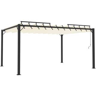 Pavillon Med Lameltag Stof Og Aluminium Farvet - Creme / 3 x 4 m