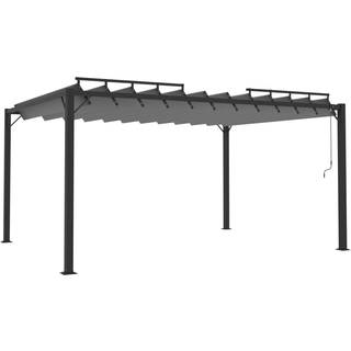 Pavillon Med Lameltag Stof Og Aluminium Farvet - Antracitgrå / 3 x 4 m
