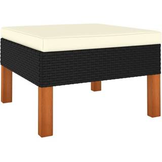 Polyrattan Og Massivt Eukalyptustræ - Sort / Fodskammel