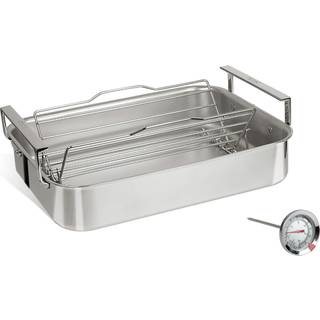 CRISTEL - 3-Ply Roaster 43x33 cm, Stainless Steel Grid & Thermometer - Ovnfaste fade - Sølv