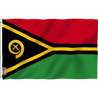 Anley Fly Breeze 3x5 fod Vanuatu-flag - levende farver og falmningssikker - lrredshoved og dobbeltsmmet - Republikken Vanuatu-flag polyester me