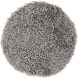 Skinnwille, Curly Siddepude i fårskind ø34 cm Natural grey