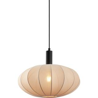 Japandi Pendellampe Sort med Brun Stoffskærm - Bida