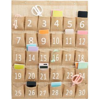 Juvale 30-rkkers burlap mobiltelefonholder til klassevrelset Farmhouse Designet hvid nummereret hngende lommeorganisator til mobiltelefoner Lo