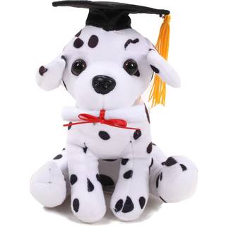 Plushland Cuddly Dog Toy Graduation Cap and Diploma fyllda djurplyschleksaker för examen dag 8 tum (dalmatian)