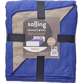 Salling Trend sengetæppe 240x240 cm - blå og sandfarvet (På lager i varehus)