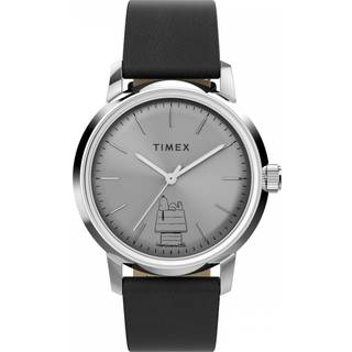 Timex x Peanuts Marlin Automatic 75th Anniversary Edition Silver-Tone Dial Leather Strap Men's WatchTW2Y10000