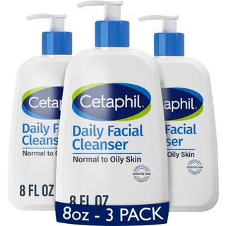 Cetaphil Face Wash Daglig ansigtsrens til flsom kombination til fedtet hud 8 oz Pakke med 3 blid skummende sbefri Hypoallergenisk