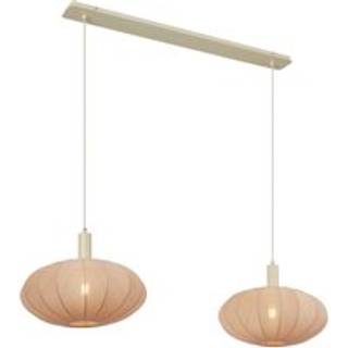 Japandi pendellampe beige med stofskærm 2-lys - Bida