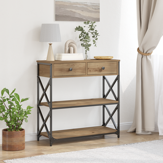 Konsol Bord artisan eg 75 x 28 x 75 cm Laminat træ og metal