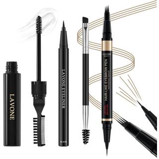 Microblading Eyebrow Pen Kit - Vandtt brynmakeupst med jenbrynsblyant jenbrynsgel Clear Eyeliner jenbrynsbrste med dobbelt ende Naturligt u
