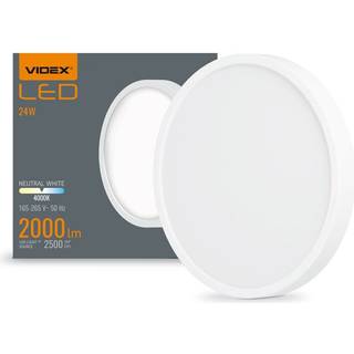 LED loftlampe 24W - rundt, neutral hvid, 230V - Kulør : Neutral