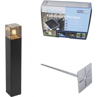 Stående udendørslampe sort 50 cm IP44 med røgglas effekt - Danmark