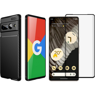 Google Pixel 7 Pro Carbon Cover og 3D Beskyttelsesglas Skærmbeskyttelse