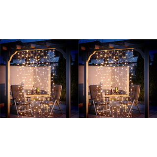 Lyskæde Gardin 300 LED Dæmpbar med Fjernbetjening i Varm Hvid - 1,1 Meter