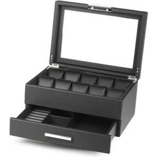 Rothenschild RS-LMWB-10WD Uhren-, und Accessoires-Box aus Kunstleder [10] schwarz mit Schublade