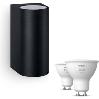 Philips Nightingale væglampe, sort + 2 White GU10 spots
