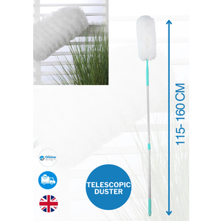 Mikrofiberstøvekost, meget lang, justerbar udtrækkeligt fjerværktøj, 117–159 cm
