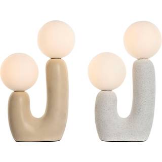 Bordlampe Home ESPRIT Hvid Beige Keramik Krystal 220 V 20 x 11 x 31 cm (2 enheder)