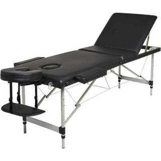 Massagebriks, foldbar, aluminium, sort, 185 x 70 cm - 3 sektioner