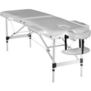Massagebriks, foldbar, aluminium, hvid, 185 x 70 cm - 2 sektioner