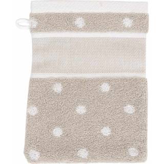 Waschhandschuh beige mit weißen Punkten 15x21cm - Beige