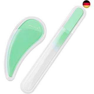 Bona Fide Beauty buede glas neglefil til naturlige negle - 2 stk tjekkisk glas neglev?rkt?j (jade farve) krystal fil s?t