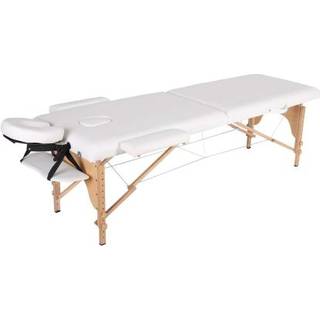 Massagebriks, foldbar, træ, hvid, 185 x 70 cm - 2 sektioner