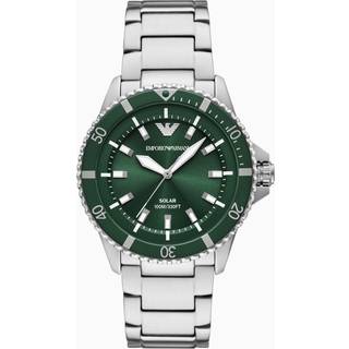 Emporio Armani World Explorer Solar Green Dial Steel Strap Men's Watch AR11698