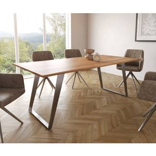 Esstisch Edge 200x100 S Akazie Natur Edelstahl Schräg Live-Edge