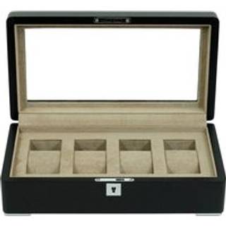 Rothenschild RS-3420-4-BL-TAN Uhrenbox schwarz [4] mit beigem Samt