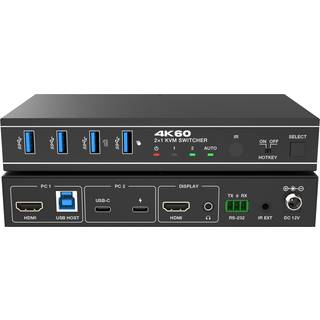 NÖRDIC KVM-Switch 2 til 1 USB-C & HDMI 4K60Hz 4xUSB-A