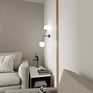 Linear K2 Sort/Opal væglampe - Ø15 cm, E14, 230V, uden lyskilde