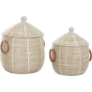 Kurvesæt Home ESPRIT Hvid Natur Havgræs (2 Dele)