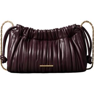 Mini Plissé Chain Crossbody Bag - Burgundy - One Size
